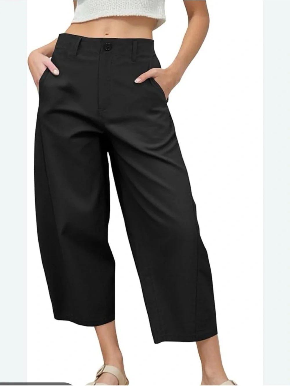 0188 New York & Company Black Cropped Wide-Leg Pants